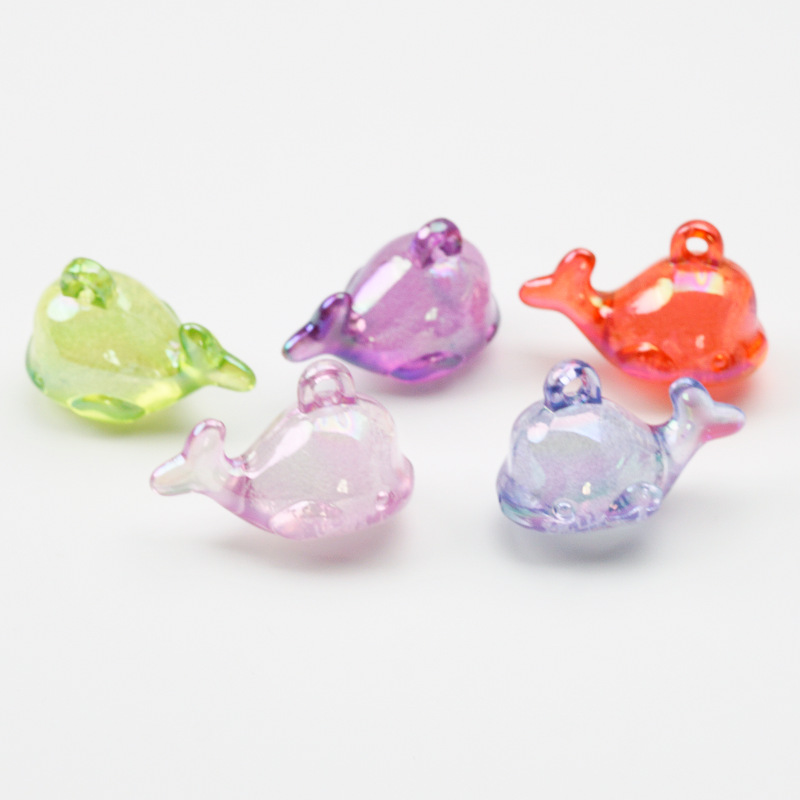10颗彩色海豚亚克力珠子手工串珠项链diy钥匙扣挂件配饰配件材料