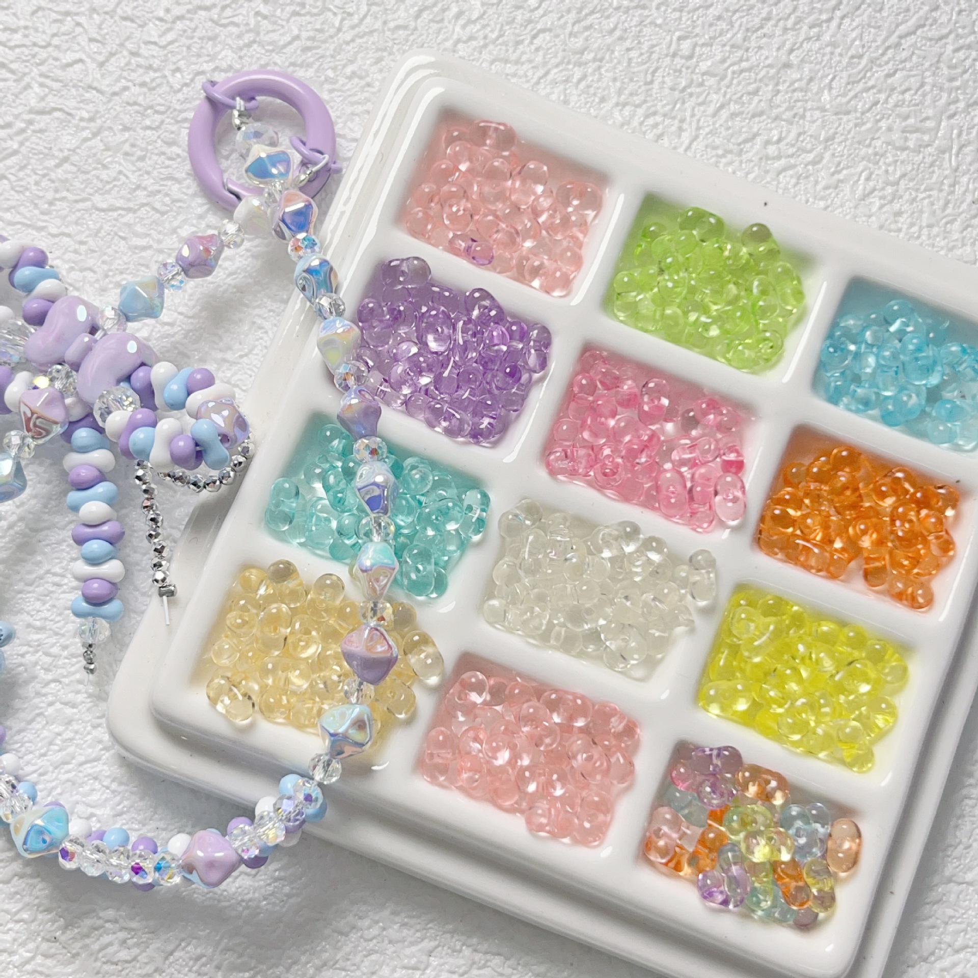 200颗胖花生亚克力实色串珠diy手机链项链手作饰品挂件散珠花生珠