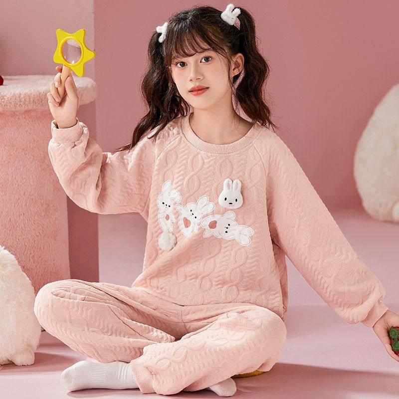 女童睡衣儿童秋冬夹层空气棉保暖家居服女孩长袖束口男童加厚套装,童装/婴儿装/亲子装,家居服套装,淘宝优惠券,粉丝福利购,淘宝优惠卷