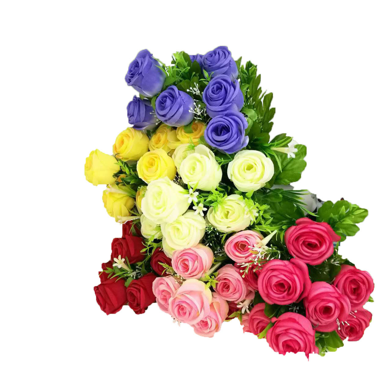 喜庆仿真花束绢花 9头绿百合蕾婚庆居家店铺装饰摆放中把束玫瑰花