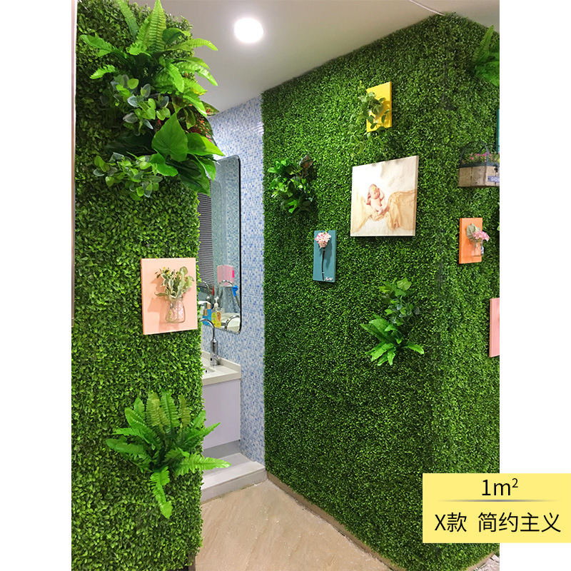 厂仿真植物墙尤加利绿植墙塑料草坪室内装饰背景墙仿真植物花墙库