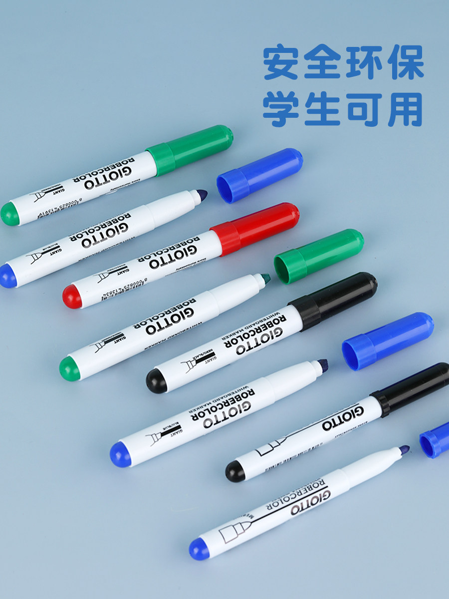 이탈리아에서 수입한 GIOTTO 화이트보드 펜은 학생과 어린이 모두가 지울 수 있고 쓰기 쉽고 지우기 쉽고 교사에게도 안전하며 수성 잉크 굵은 대형 마커 검정색 파란색 빨간색