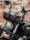 福禄车库胡椒盐覆古摩托骑行车头包机车边包植鞣革手工车头货架包