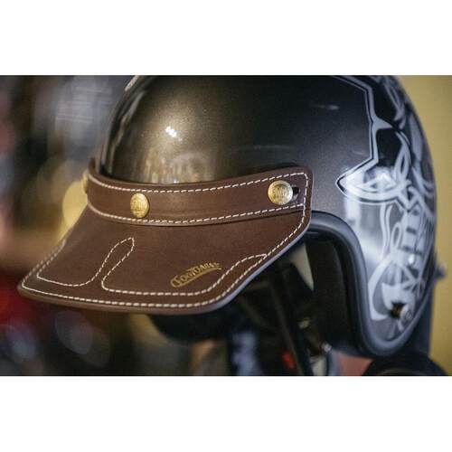 福禄车库真皮通用摩托车手工帽檐