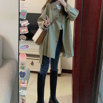 韩系小个子风衣外套女宽松大衣