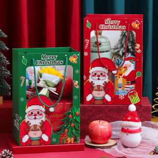 圣诞节礼品袋苹果盒花束伴手礼手提袋平安夜送男生女生礼物包装袋
