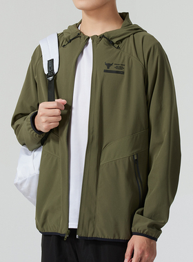 安德玛梭织连帽夹克男装秋季健身训练服跑步运动休闲外套 13805