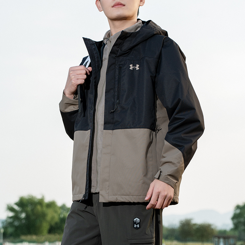 UA安德玛三合一夹克男装冬季新款跑步训练运动服户外保暖外套上衣