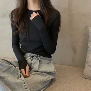 冬季 3.0训练健身休闲上衣连指长袖 Crew t恤 Base 安德玛女装