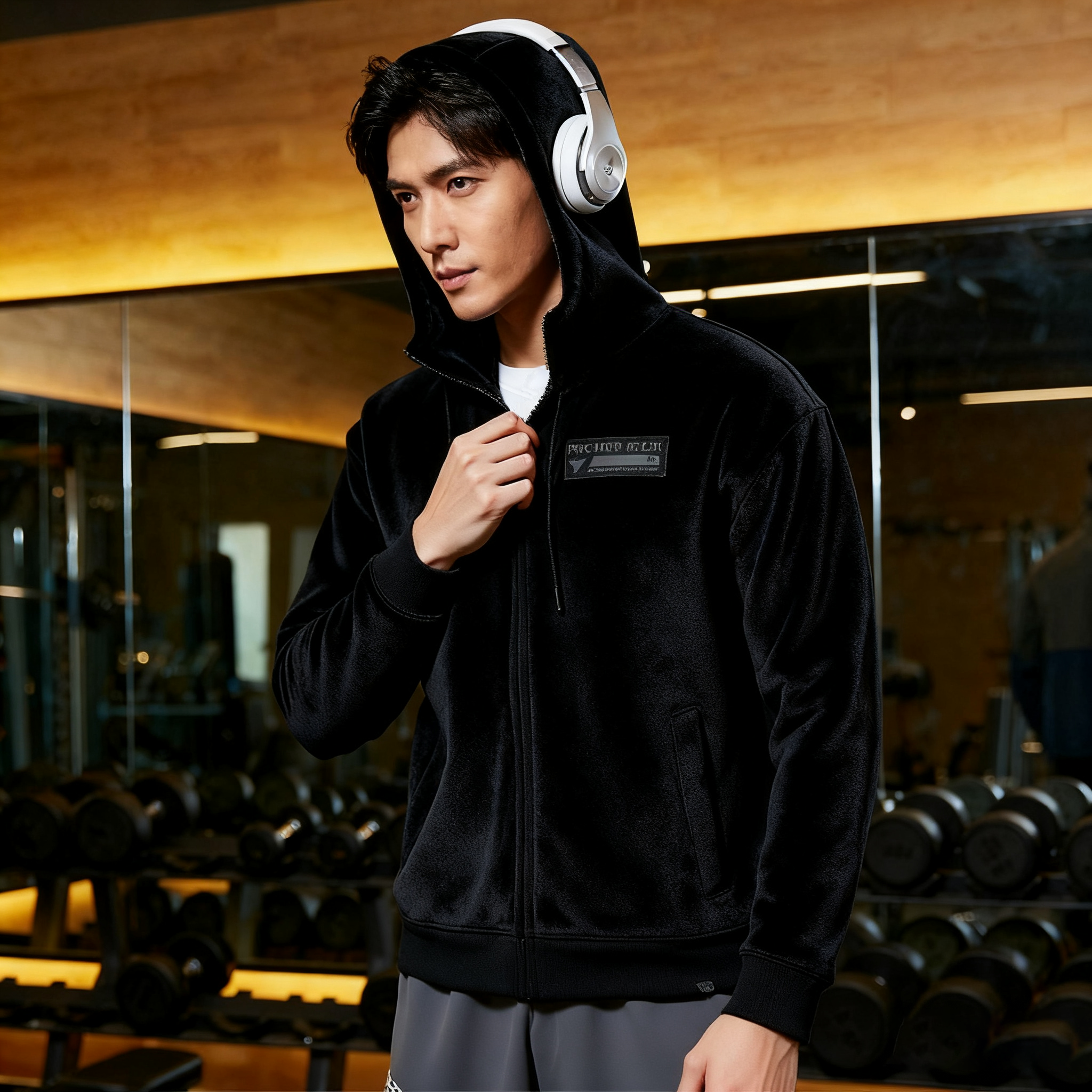 UA安德玛运动外套男装秋休闲服针织连帽上衣休闲保暖训练夹克