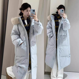 羽绒棉服女过膝小个子加厚大毛领棉衣外套 韩系中长款 2025冬季 新款