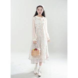 春日花簇复古碎花吊带裙女2025新款小个子甜美无袖连衣裙衬衫套装