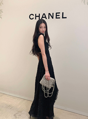 Boamarket 典藏系列 黑色露背连衣裙女夏季新款百搭长款吊带裙子