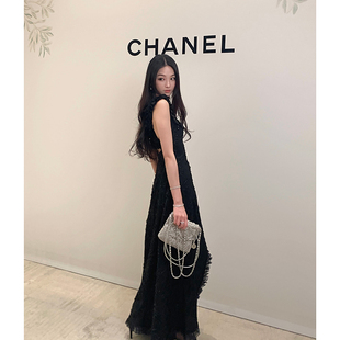 百搭长款 Boamarket 新款 黑色露背连衣裙女夏季 吊带裙子 典藏系列