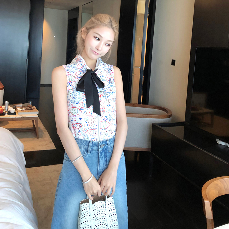 Boamarket 蝴蝶结弹力连体上衣泳衣百搭运动休闲无袖修身背心吊带