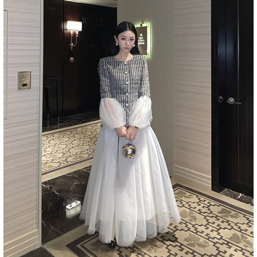 Boamarket 典藏系列 粗花呢透纱套装百搭温柔风上衣半身裙两件套