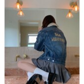 Boamarket 福利4折清仓 羊羔毛翻领牛仔外套刺绣宽松复古上衣