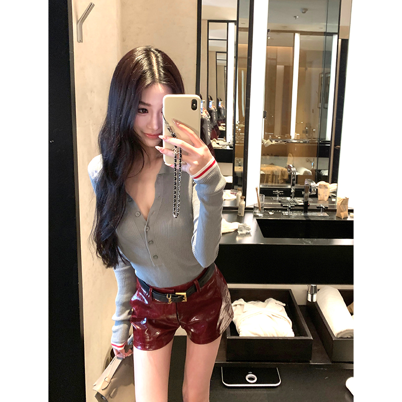 Boamarket 冰丝长袖灰色上衣女夏新款针织法式慵懒风薄款气质防晒