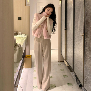 宽松裤 Boamarket 女2024秋冬新款 lp燕麦色羊毛休闲裤 子 质感升级