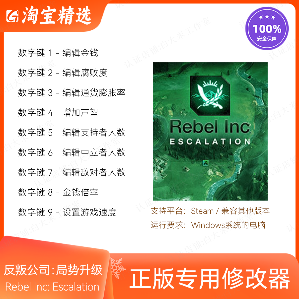 反叛公司 局势升级 修改器 正版Steam单机游戏辅助 Rebel Inc Esc