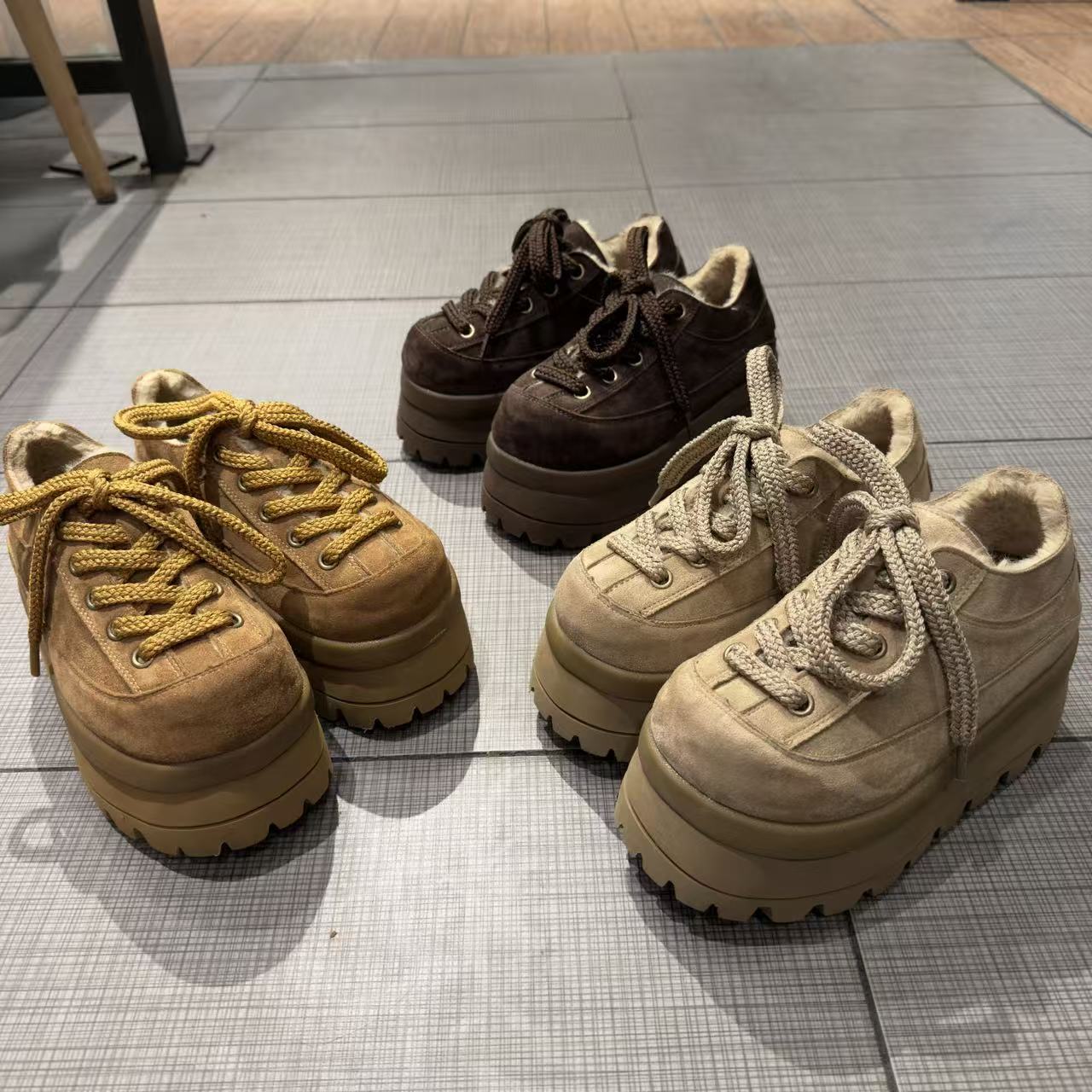 复古丑萌加绒厚底增高勃肯鞋女