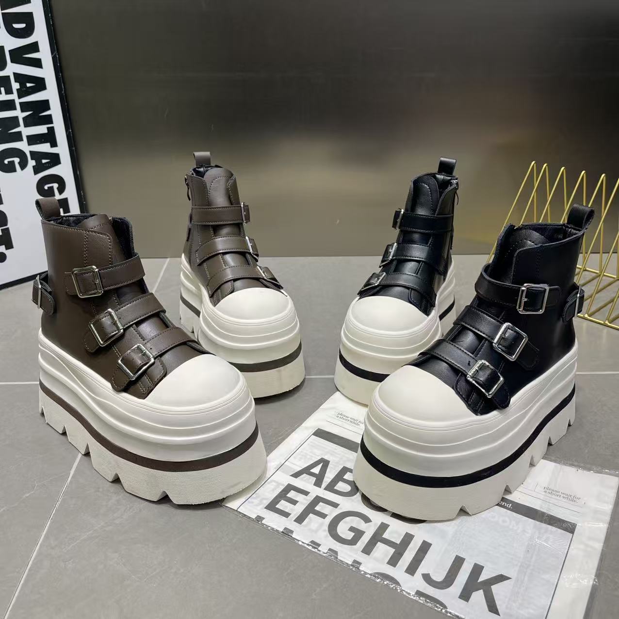 欧货厚底高帮鞋女2025新款