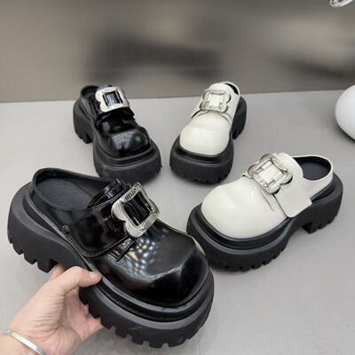 欧货高级感包头厚底增高半拖女鞋