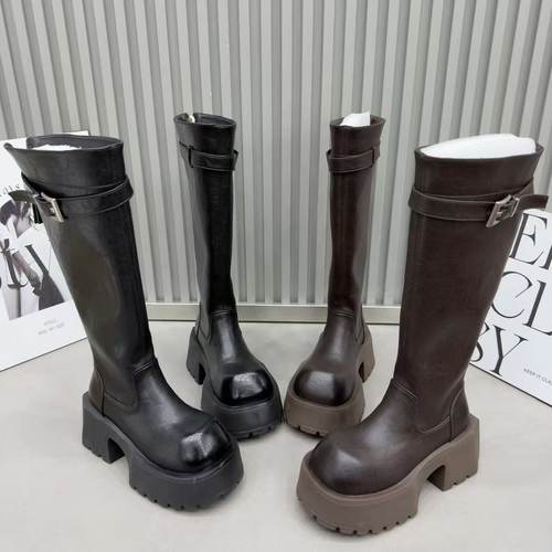 英伦皮带扣厚底显瘦高筒骑士靴