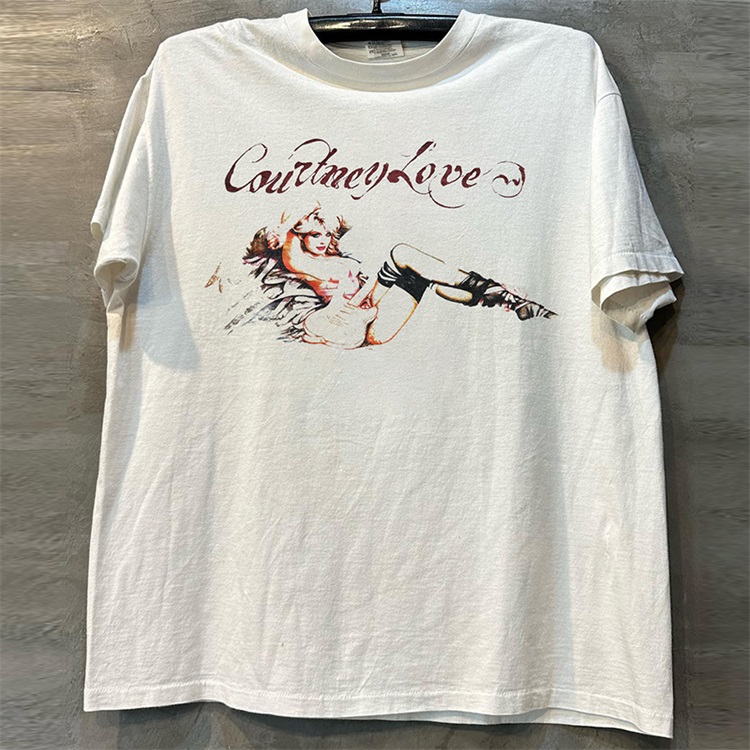 Courtney Love科特妮·洛芙简约人像雅痞风chic嘻哈短袖男T恤纯棉