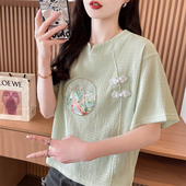 国风短袖 宽松小个子短款 t恤女夏季 新中式 2025新款 韩版 半袖 上衣服