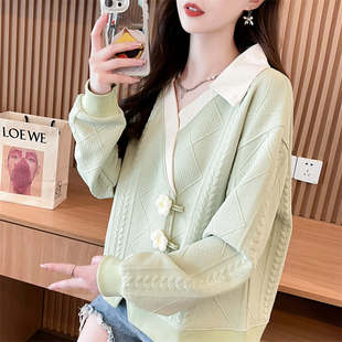小个子polo领撞色上衣外套 大码 设计感小众卫衣女春秋韩版 宽松薄款