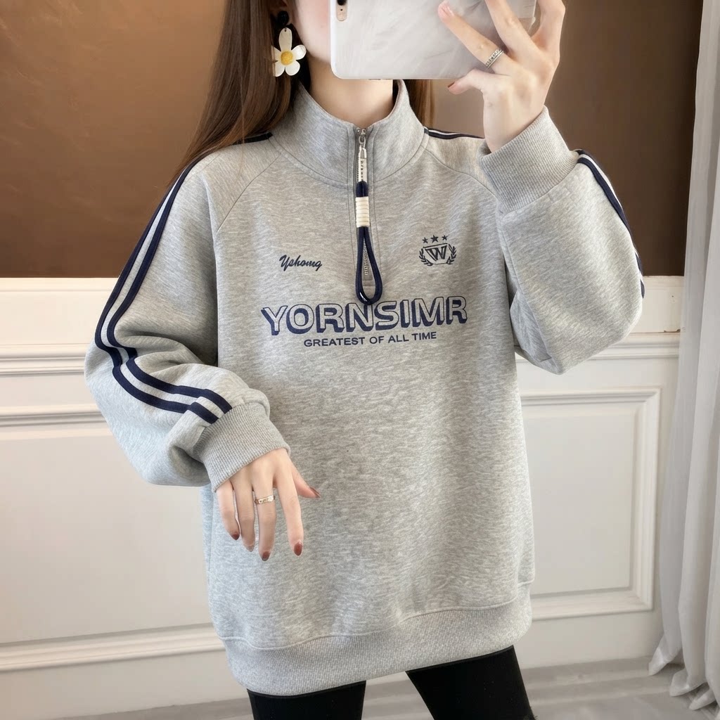 设计感小众慵懒风休闲百搭卫衣女图片