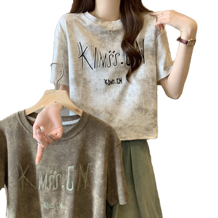 大码女装微胖正肩短袖t恤女夏2026新款韩版宽松胖mm显瘦遮肉上衣