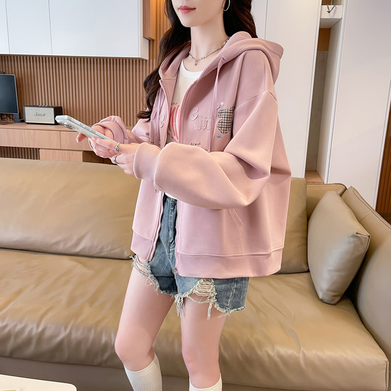 设计感小众刺绣开衫外套女卫衣潮图片