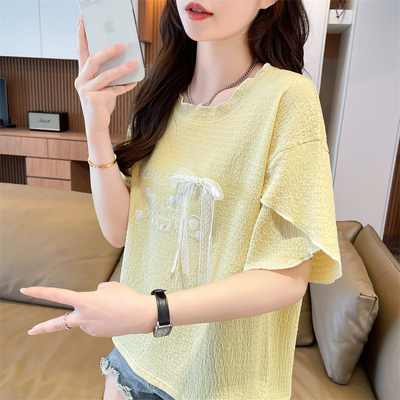 喇叭袖设计感小众百搭短袖t恤女