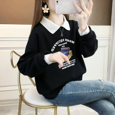 娃娃领宽松百搭小个子卫衣女秋冬