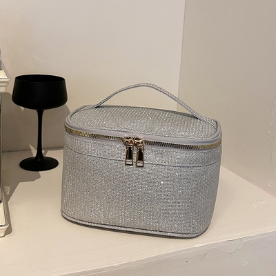 化妆包女大容量带细闪新款便携旅行收纳包手提化妆包高级感洗漱包