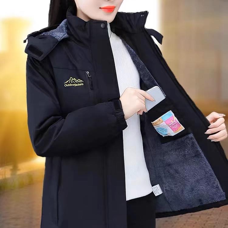 冲锋衣女2024新款冬季加绒保暖