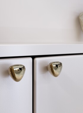 homyhws.钛银色亮面黄铜单孔小拉手法式中古风衣柜抽屉橱柜门把手