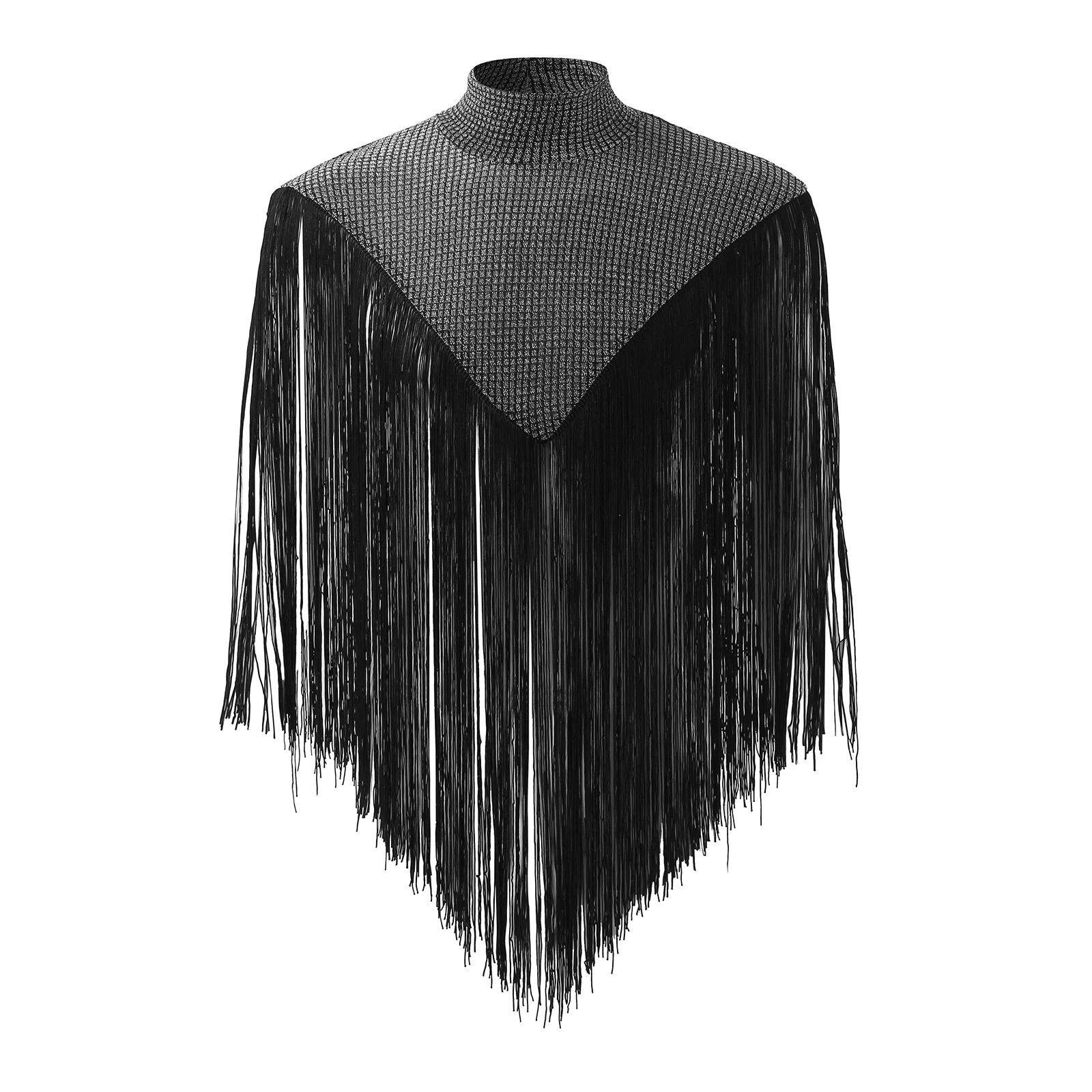 Sexy cape high neck fringed vest不规则性感斗篷高领流苏背心男