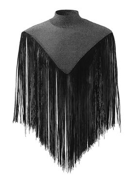 Sexy cape high neck fringed vest不规则性感斗篷高领流苏背心男