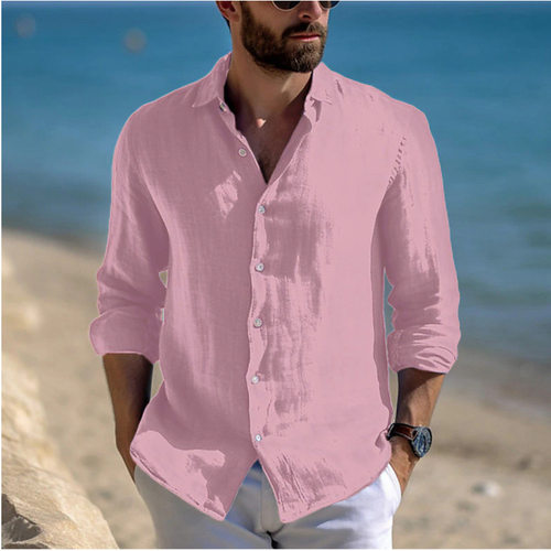 Men's collar long sleeved button up shirt翻领长袖纽扣衬衫男