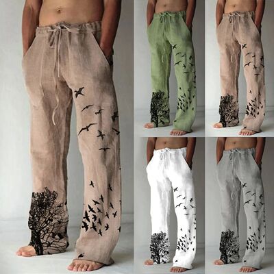 Mid waist printed drawstring casual pants 中腰印花抽绳休闲裤