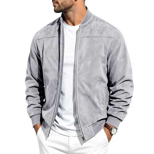 Splicing standupcollarzipperjacketjacket拼接立领拉链夹克外套