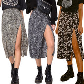 印花高腰开衩裙 Slit High Printed Waist Hip Skirt Pack Line