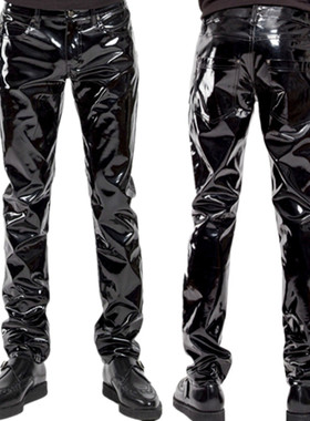 Faux Leather Cycling Waterproof Biker Street Pants男士长裤