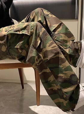 Men's camouflage straight leg widelegpants男士迷彩直筒阔腿裤