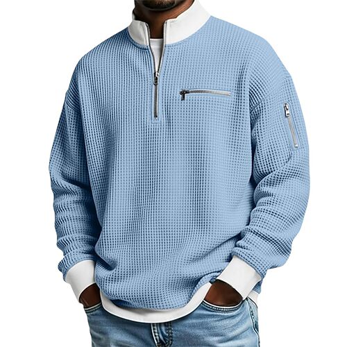 Color blocked stand up collar zipper top 撞色立领拉链上衣