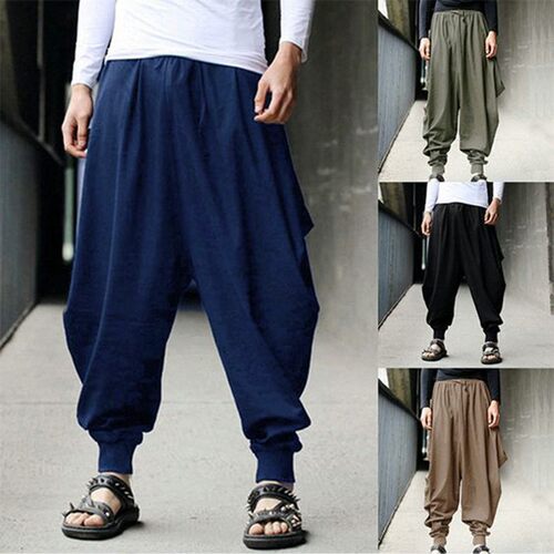 纯色男士束脚长裤    Solid color men's leg binding pants