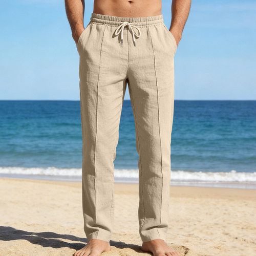 系绳中腰男士直筒裤Men's straight leg pants with tied waist